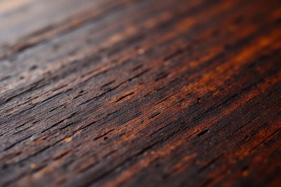 Close-up of rich, dark Australian Blackwood timber