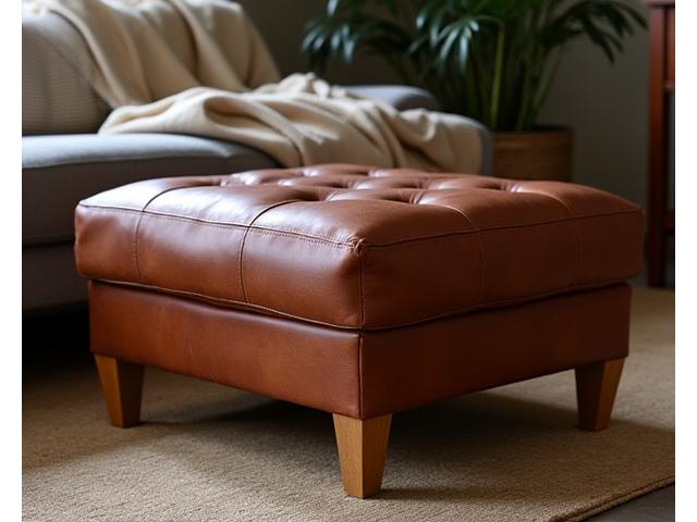 Full-grain Leather Ottoman